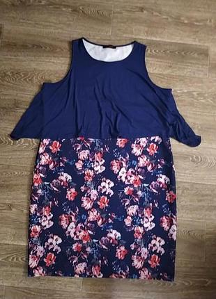 Балтальное стильное яркое платье-миди сарафан в цветочек