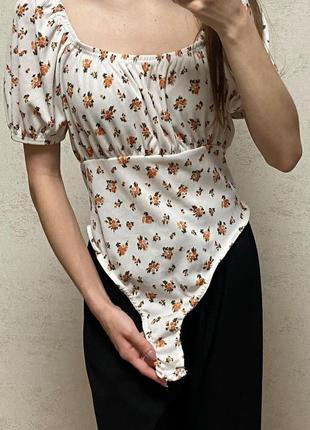 Боди в рубчик boohoo с рукавами, рубчик m/38-40