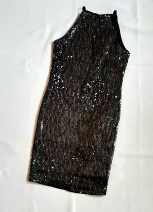 Сарафан new look нарядный черный с цветными пайетками на 10-11 лет