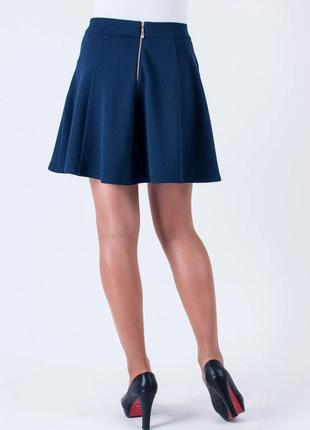 Подростковая школьная юбка "фиона", ткань трикотаж кукуруза, размеры 40,42,44,46 синяя4 фото