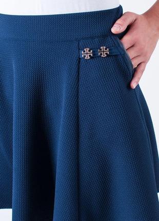 Подростковая школьная юбка "фиона", ткань трикотаж кукуруза, размеры 40,42,44,46 синяя3 фото