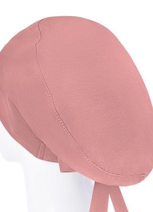 Медична шапочка шапка жіноча тканинна бавовняна багаторазова колір темна пудра2 фото