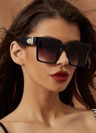 Тренд стильні жіночі чорні великі квадратні сонцезахисні окуляри сонячні очки антиблик1 фото