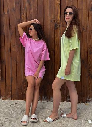 Платье летнее пляжка хлопок цвета: черный, лимон, мята, барби