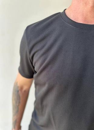 Костюм футболка вільного крою майка штани прямі брюки комплект стильний базовий спортивний чорний сірий8 фото
