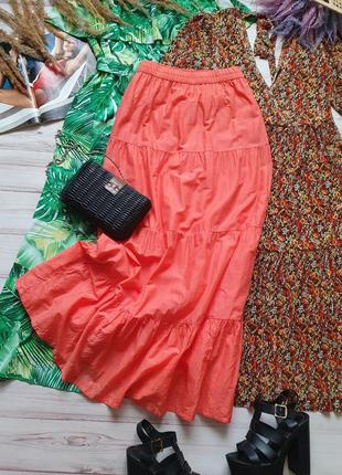 Натуральная коттоновая летняя длинная юбка на резинке3 фото