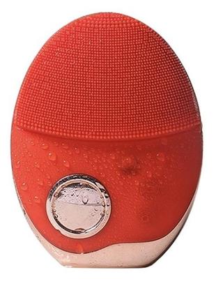 Ультразвукова електрична силіконова щітка масажер для обличчя з функцією фототерапії червона