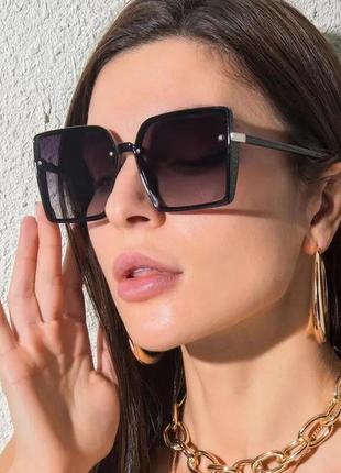Тренд стильні жіночі чорні великі квадратні сонцезахисні окуляри сонячні очки антиблик