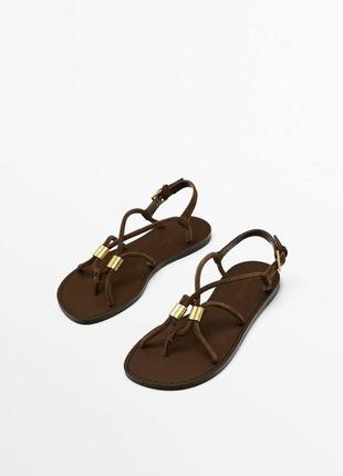 Сандалии massimo dutti коричневые черные замшевые