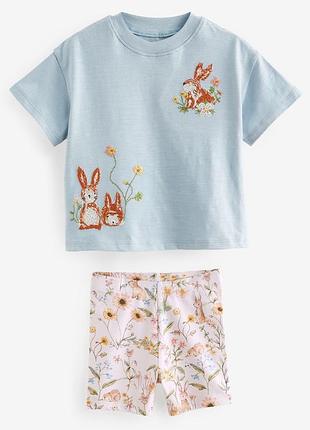 Комплект футболка + велосипедки 3-6 мес.,9-12 мес.