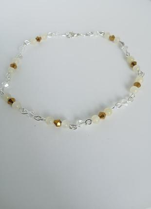 Н-а- н-о-г-у браслет "крем-брюле" . натуральний оникс