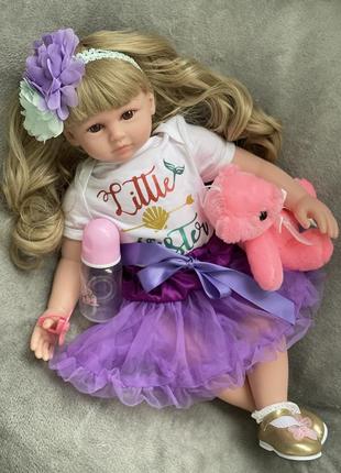 Лялька реалістична велика 60 см реборн, малюк, пупс вініл дівчинка reborn baby doll
