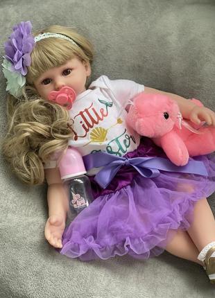 Лялька реалістична велика 60 см реборн, малюк, пупс вініл дівчинка reborn baby doll2 фото