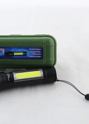 Мощный фонарь карманный аккумуляторный портативный police bl-511 на аккумуляторе с cob zoom usb в кейсе5 фото