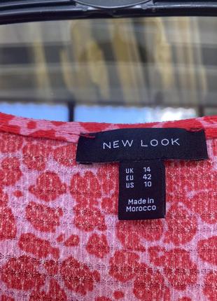 Красный мини-платье из жатого джерси с цветочным принтом и завязками на рукавах5 фото