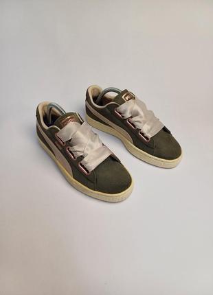 Puma suede, зеленые кроссовки