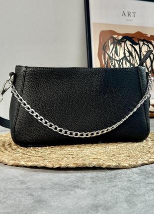 Женская кожаная сумочка, стильная сумка из натуральной кожи, маленькая черная сумка на плече1 фото