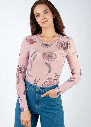 Лонгслив из эластичного полотна "сетка стрейч