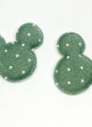 Аппликация "микки в горох", 5*5,5 см, цвет-зеленый, шт, зелёный