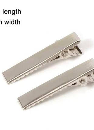 Металева (крокодильчик) основа для заколок 4,1 см*0,7 см мм, уп 10 шт, сріблястий