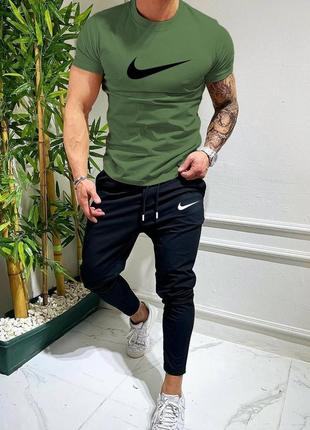 Костюм nike брюки + футболка трикотажный. летний комплект найк из высококачественного хлопка.