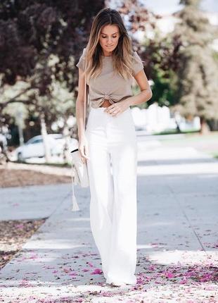 Джинси білі палаццо wide leg широкі труби висока посадка р.16 l being casual