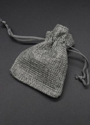 Подарочный мешочек из мешковины на затяжках. цвет серый. 7х9см1 фото
