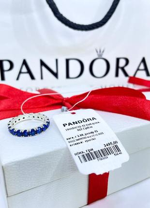 Серебряное кольцо кольца пандора pandora 190050c02 сияющий ряд с кристаллами дорожка камешки синий серебро проба s925 ale новое с биркой и пломбой