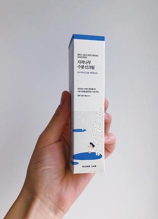 Зволожуючий сонцезахисний крем з березовим соком round lab birch juice moisturizing sun cream spf50+ pa++++, 50 ml, раунд лаб, спф