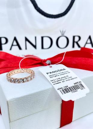 Срібне кільце кільця пандора pandora 180050c01 блискучий рядочок ряд із камінням доріжка срібло рожеве золото проба ale met нове з биркою і пломбою