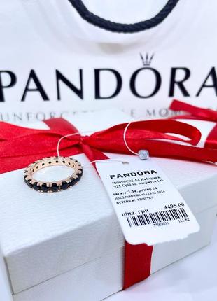 Срібне кільце кільця пандора pandora 180050c02 блискучий рядочок ряд із кристалами чорний срібло рожеве золото проба ale met нове з биркою і пломбою