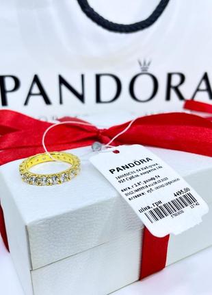 Серебряное кольцо кольца пандора pandora 160050c01 сияющий ряд с камнями дорожка серебро позолота золото проба ale met новое с биркой и пломбой