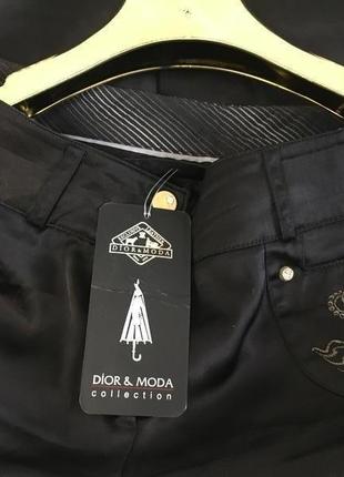 Удлиннённые бриджи- брюки атлас черный1 фото