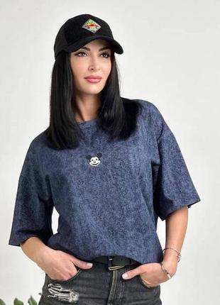 Женская футболка с принтом 50-52. темно-синий