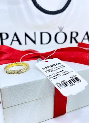 Серебряное кольцо кольца пандора pandora 162627c01 ряд паве с камнями классика дорожка серебро позолота золото проба ale met новое с биркой и пломбой