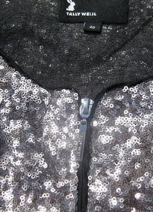 Блестящий серебристый вечерний пиджак расшитый пайетками tally weijl4 фото