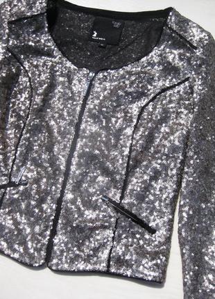 Блестящий серебристый вечерний пиджак расшитый пайетками tally weijl3 фото