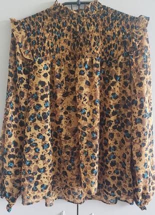 M&s женская легкая блуза летняя леопард длинный рукав м 46 12uk