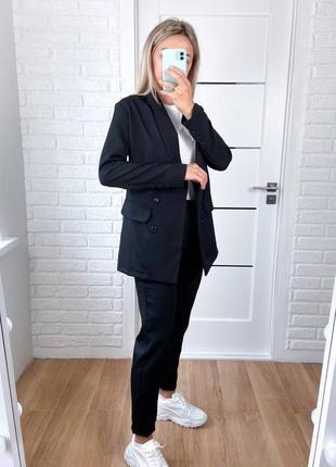 Костюм брючний жіночий класичний чорний (піджак+штани) s-xl4 фото