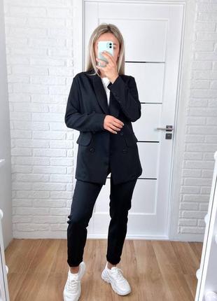 Костюм брючний жіночий класичний чорний (піджак+штани) s-xl5 фото