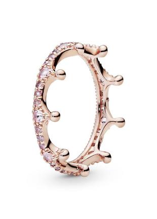 Серебряное кольцо кольца пандора pandora 187087npo королевская роскошь корона с камнями серебро розовое золото проба ale met новое с биркой и пломбой