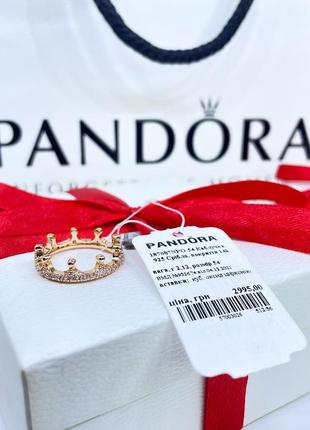 Срібне кільце кільця пандора pandora 187087npo королівська розкіш корона з камінням срібло рожеве золото проба ale met нове з биркою і пломбою