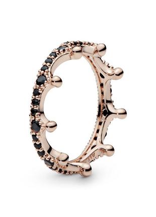 Срібне кільце кільця пандора pandora 187087nck королівська розкіш корона з чорним срібло рожеве золото пробу ale met нове з биркою і пломбою