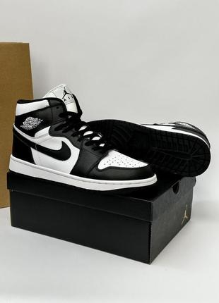 Кроссовки высокие nike air jordan 1 (black / white)4 фото