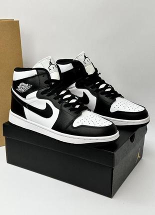 Кросівки високі nike air jordan 1 (black/white)