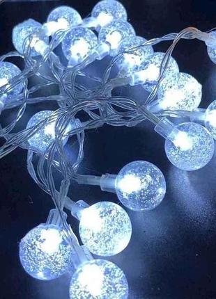 Гірлянда кульки прозорі 20led білий 5мперехідник 1620-03 тм китай1 фото