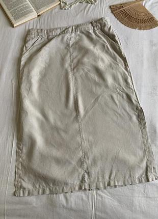 Модна довга пряма спідниця з натурального льону (розмір 16/44)