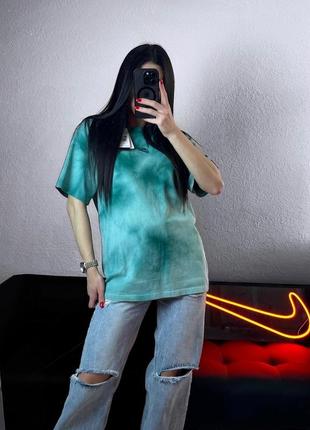 Футболка nike tie-dye зелена найк тай дай оверсайз1 фото