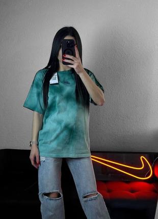 Футболка nike tie-dye зелена найк тай дай оверсайз8 фото