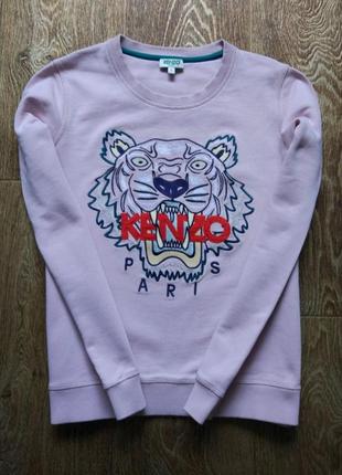 Розовый женский свитшот худи футболка kenzo paris размер s